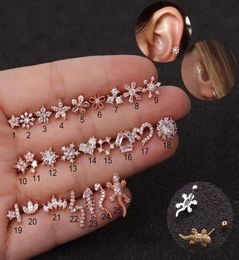 tattoos 1 Piece of Gold Crown Star Blossom Cz Tragus Craakleg Rvs Ear Stud Piercing Crystal Daith Oorbel9739579