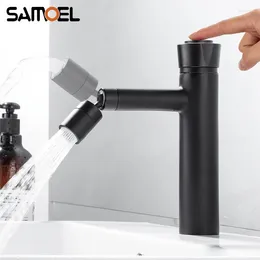 Bathroom Sink Faucets Design Nordic Brass Press Mixer Tap Deck-Mounted Single Holder Matte Black Splash-proof Basin Faucet B3371