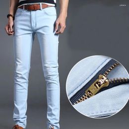 Men's Jeans Four Season Men Denim Cotton Stretch Daily Slim Fit Pants Classic Light Blue Black Colour Male Pencil