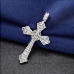 2020 Vintage Diamond cz Cross Pendant 100 925 Sterling Silver Party Wedding Pendants Necklace For Women men moissanite Jewelry2994255
