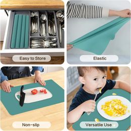 Table Mats 40x30cm Oversized Food Grade Silicone Waterproof Placemat Heat Insulation Anti-Skidding Washable Mat For Kitchen Dinner
