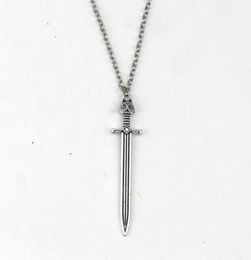 5PCSPower Movie Ice and Fire Song Game Stark Wolf Sword Necklace Double Cross Skull Clavicle Chain Necklace 1564545865