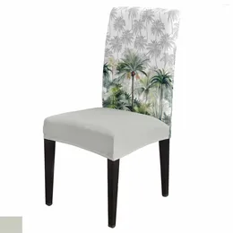 Chair Covers Summer Tropical Palm Trees Dining Spandex Stretch Seat Cover For Wedding Kitchen Banquet Party Case