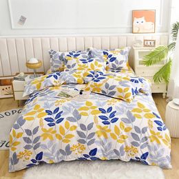 Bedding Sets Colorful Leaves Plant Duvet Cover 3PCS Cartoon Botanic Reversible Set King Comforter With Zipper And 2 Pillowcases