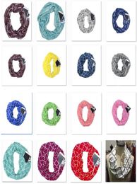 new women infinity scarves with zipper pocket lightweight arrow star elk print ring scarves storage bib christmas party favor gift1459560