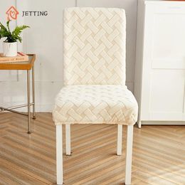 Chair Covers 1pc Stripe Jacquard Kitchen Room Stretch Elastic Soft Slipcover For Dining