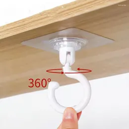 Hooks 8pcs Self-Adhesive 360° Swivel Wall Ceiling Extra Strong Transparent Hanger Organiser Large Towel Bathroom Kitchen D