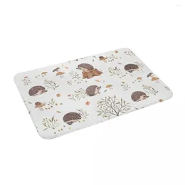 Carpets Cute Hedgehog 24" X 16" Non Slip Absorbent Memory Foam Bath Mat For Home Decor/Kitchen/Entry/Indoor/Outdoor/Living Room