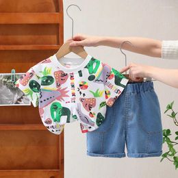 Clothing Sets Toddler Set 2024 Summer Baby Boy Clothes 12 To 24 Months Cartoon Printed Short Sleeve T-shirts And Shorts Boys 2 Piece Outfit