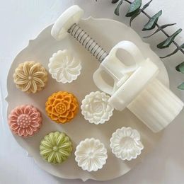 Baking Moulds 20g Mini Flower Moon Cake Mould Mung Bean Daisy Sunflower Lotus Shape Cookie Stamp Mid-Autumn Festival Hand Pressed Pastry