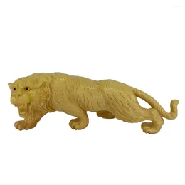 Decorative Figurines Boxwood Carving Tiger Statue Small Sculpture Model Craft Gift Home Office Decoration Room Decor Table Animal Figurine