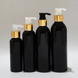 Storage Bottles 30pcs 100ml 150ml 200ml 250ml Empty Black PET Bottle With Gold Pump For Shampoo Liquid Soap Dispenser Shower Gel Packaging