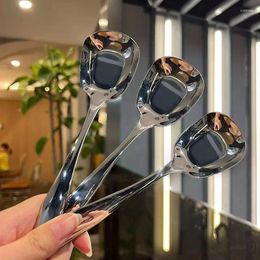 Coffee Scoops Square Head Spoon Stainless Steel Dinner Spoons Rice Dinnerware Child Long Handle Drink For Ice Cream Dessert