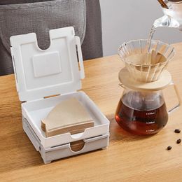 Kitchen Storage BIYLH Coffee Filter Paper Box Magnetic Wall-mounted Removable Tapered Fan-shaped Hand-flushed Holder
