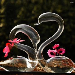 Vases Transparent Glass Vase Swan Shape Hydroponic Container Terrarium Potted Plant Flower Pot Tabletop Home Garden Decorations