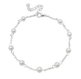 Ashiqi Natural Freshwater Pearl 925 Sterling Anklet Wave Retro Womens Scarpe 240426