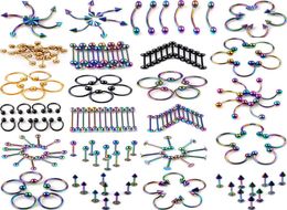120Pcs Body Jewellery Eyebrow Navel Belly Tongue Nose Piercing Bar Ring2975014