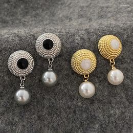 Stud Earrings PONYKISS 925 Silver Pearl Round Pendant For Women Party Light Luxury Fine Jewelry Minimalist Vintage Accessories