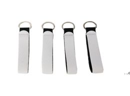 Neoprene Wristlet Keychains Favor Sublimation Print Blank Lanyard Strap Band Split Ring Key Chain Holder Hand Wrist Keychain FWB873952152