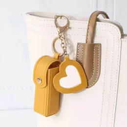 Storage Bags Compact Lipstick Holder Stylish Bag Keychain With Heart Pendant Mini Container Lobster Clip Faux For Purse