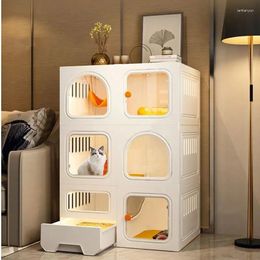 Cat Carriers Home Cages Litter Box Integrated Transparent Villa Indoor Fence Pet Cabinet With Closed Toilet House Ek