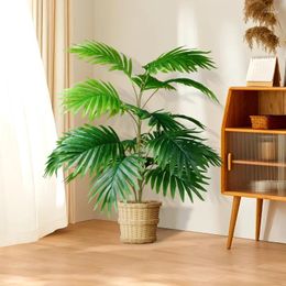 Decorative Flowers Tropical Palm Tree Large Artificial Plants Plastic Leaves For Living Room Office Home Garden Outdoor Decor Green Fake