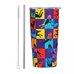 Tumblers Greyhound Dog Art Insulated Tumbler With Straws And Lid Animal Dogs Stainless Steel Travel Thermal Cup 20 Oz Double Wall Mug