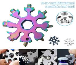 18 in 1 Snowflake Spanner Keyring Hex Multifunction Outdoor Portable Wrench Key Ring Pocket Opener Survive Hand Tool Accessories4819877