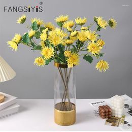 Decorative Flowers 75cm Artificial Real Touch Silk Flower 7-headed Crab Claw Chrysanthemum Home Decoration Fake Floral Wedding Hand Holding