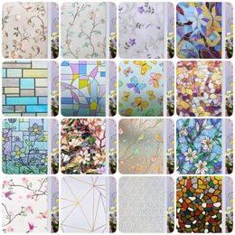 Window Stickers 2/4m Flower Film Opaque Glass Privacy Protection 3D Stained Films Home Decoration