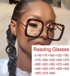 Sunglasses Blue Light Blocking Oversized Reading Glasses Leopard Square Clear Prescription Women Fashion Magnifying Eyeglasses Plu9339391
