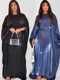 Ethnic Clothing Batwing Butterfly Slve Satin Khimar Abaya Dubai Muslim Maxi Dress Kaftan Abayas For Women Ka Caftan Robe Femme Vestidos T240510