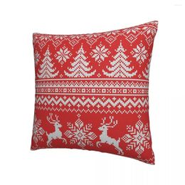 Pillow Red Christmas Knit Snowflake Pillowcase Cover Decorative Cold Artistic Case Home Drop 45X45cm