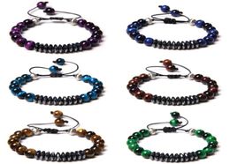 Vintage Braid Bracelets Men Real Chakra Tiger Eye Bangle 8 Mm Stone Beads Pulsera Handmade Women Faceted Hematite Buddha Jewlery B5588805