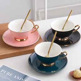 Cups Saucers Design European Royal Oil Painting Bone China Coffee Cup Dish Set High-grade Gold-painted Ceramics English Afternoon Tea