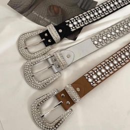 Belts Fashion Rhinestones Belt Practical Reusable Easy To Use Jeans PU Leather Waistband