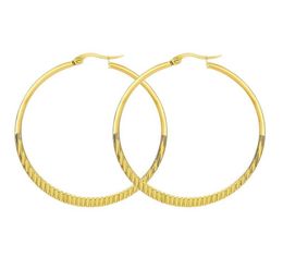 Hoop Huggie FIREBROS 2021 Trends Boho Round 50mm Big Earrings Women Titanium Stainless Steel Earring Gold Silver Color Whole1062282