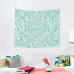 Tapestries Detailed Floral Pattern In Teal And Cream Tapestry Things To Decorate The Room Kawaii Decor Wall Decoration
