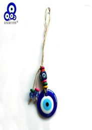 Keychains Lucky Eye Glass Blue Turkish Evil Pendant Wall Hanging Colorful Beads Rope Chain Decoration For Home Living Room Car LE55016671