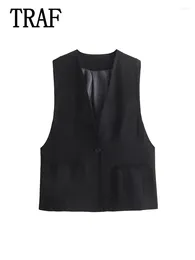 Women's Tanks V-neck Neck Sleeveless Vest Top Women Tops Woman Y2K Selegant Party Sexy Off Shoulder Summer