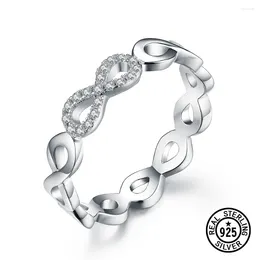 Cluster Rings 925 Sterling Silver Ring Twist Zircon Infinity Bridal Band For Women Eternity Promise Statement Engagement Jewellery