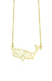 Senfai New Arrival Cutting Design CopperStainless Steel Animal Origami Whale Shape Hollow Pendant Necklace Choker Jewelry Party1674342