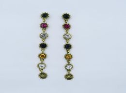 Rongho Design Vintage Colourful Crystal Leo head stud earrings for women Punk Jewellery Gold rhinestone wedding pendant earring9012068