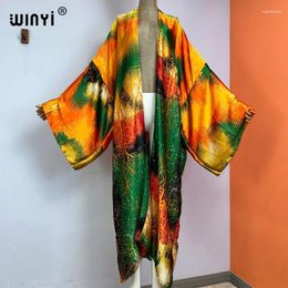 Kimono Fashion Print Boho Kaftans Beach Wear Cover-ups Elegant Cardigan Sexy Holiday Maxi Outfits For Women Vestidos