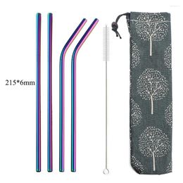 Drinking Straws 4Pcs Straw Reusable Set High Quality Eco Friendly 304 Stainless Steel Metal With Brush For 20/30oz Mug