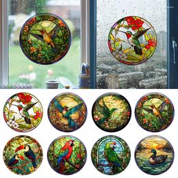 Window Stickers Colourful Glass Electrostatic Removable Hummingbird Butterfly Flower Anti-collision Decorative Film