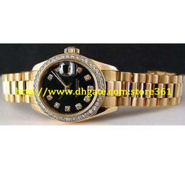 store361 new arrive Ladies 18kt Gold DIAMOND President Black Diamond Dial 1791386474830