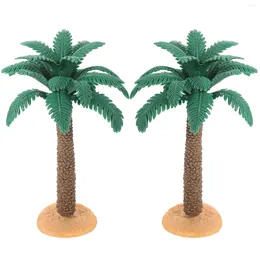 Decorative Flowers Garden Palm Trees Landscaping Plant Ornaments Model Accessories 2pcs (PVC With Base DIY
