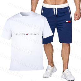 Mens Designer Tracksuits Summer Shorts Set Luxury Two Piece Set Men Brand Printed Outfits Cotton Blend Short Sleeve Polo T Shirt And Shorts Sports Suit