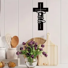 Decorative Figurines Iron Faith Cross Metal Wall Art Hanging